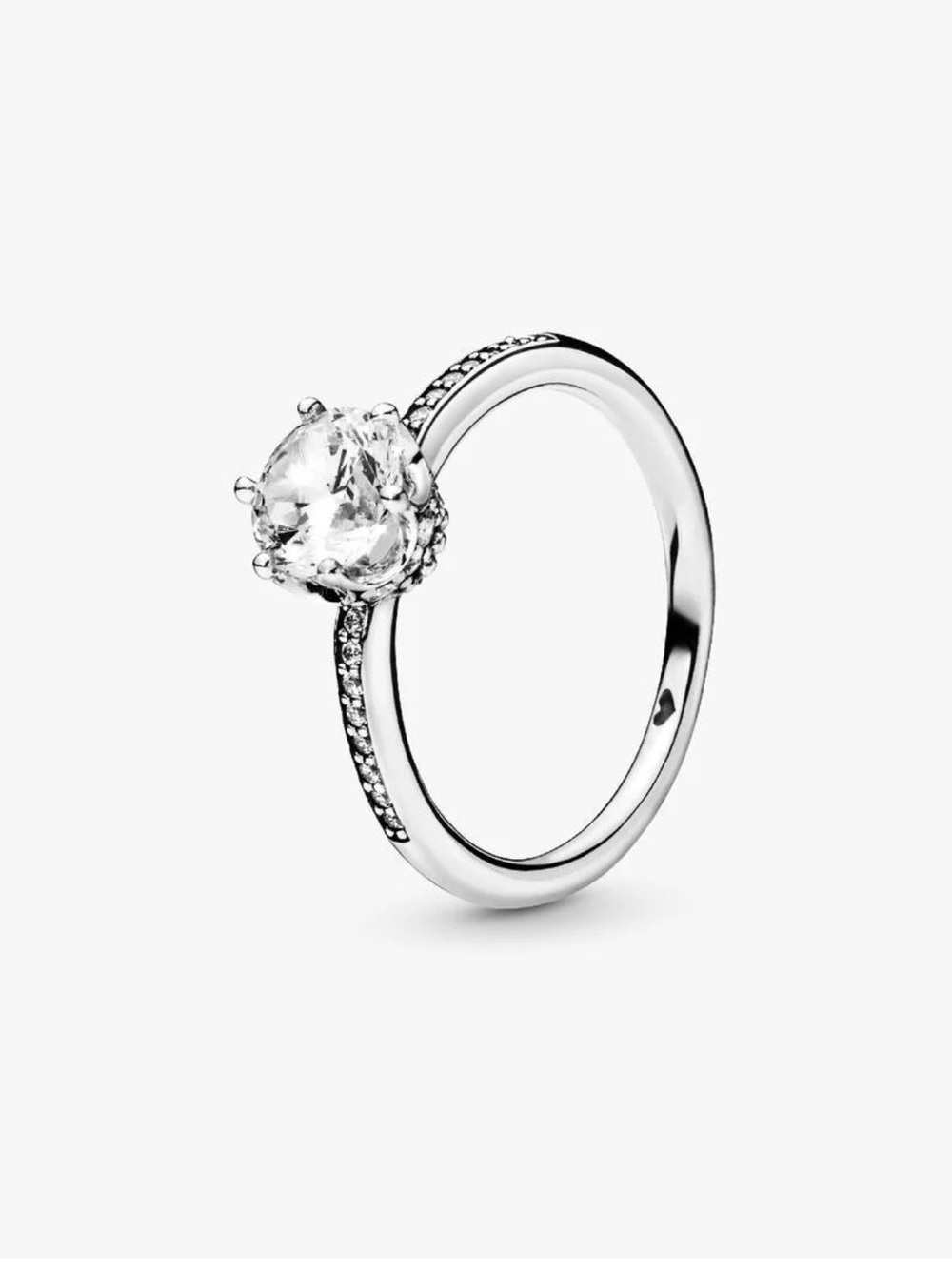 Pandora Clear Sparkling Crown Solitaire Ring, size 7